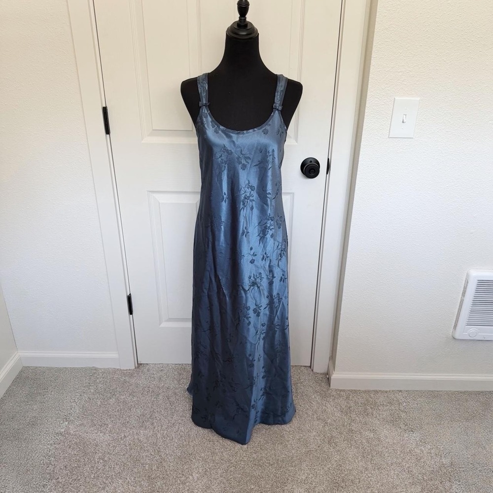 Vintage Halston Floral Satin Maxi Gown — Size Medium